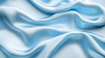 Fototapeta premium Light blue satin fabric background with smooth flowing texture and elegant waves