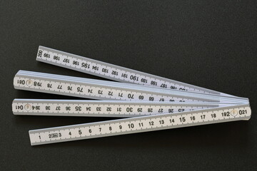 White folding rule. Centimeter measurement for the metric system.