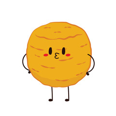 Cheese ball character design. Mozzarella cheese ball on white background. Cheese fried.