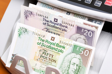 Scottish pound in the counting machine
