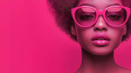presentation slides in shades of bright neon pink showcasing a dating app for women, fashion retro funk style © GreenOptix