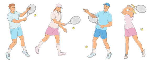 man and women in tennis uniform with tennis racket