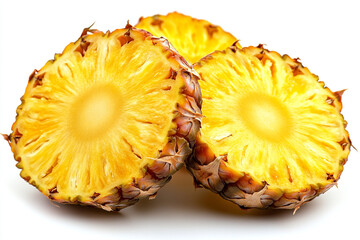Three Slices of Fresh Ripe Pineapple Fruit