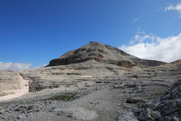 high mountain called SASS PORDOI an peak called CAPANNA FASSA on European Alps in Northern Italy