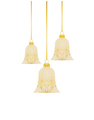 hanging christmas bells isolated on white background