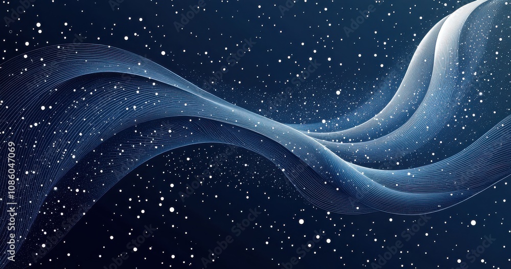 Poster abstract digital vortex with spiraling white dots on dark background creating a sense of motion and 