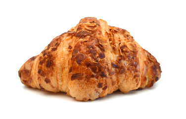 Fresh and tasty croissant over white background