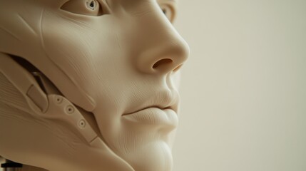 Medical training mannequin featuring visible facial musculature and anatomical structures, positioned on a desk in a clinical environment, ideal for anatomy study and healthcare training.
