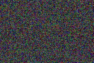 small circles arranged in neat rows with random colors on a black background