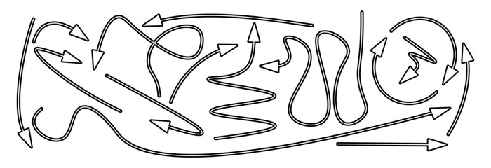 A set of black arrows that indicate the direction. Stylish design.