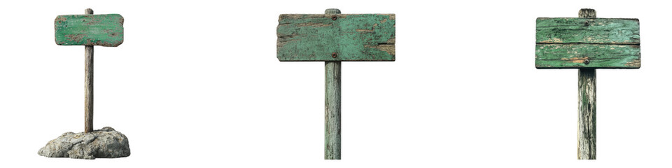 Fototapeta premium Green signpost isolated on transparent background, Set of