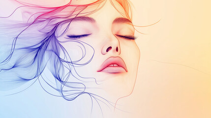  woman's face and flowing, colorful hair