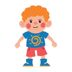 cartoon boy wearing spring clothes