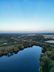 High Angle British Agricultural Farms at Gorgeous Countryside Landscape of Northamptonshire England Great Britain of United Kingdom. Drone's Camera View from High Altitude on October 25th, 2023