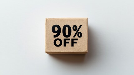 Minimalist Sale Announcement Beige Square Note with Black 90 Off on White Background