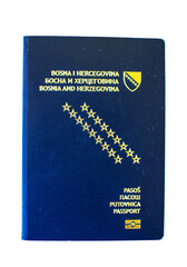 Bosnian passport with flag close up.