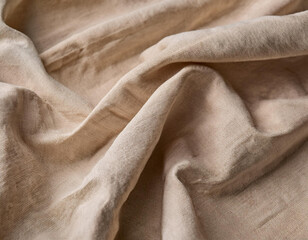 Close-Up of a Linen Sheet with Natural Texture and Breathable Fabric