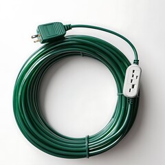 Big size extension cable and Cord green color  transparent or white background image