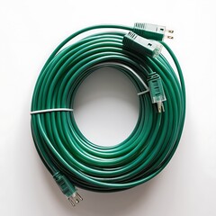 Big size extension cable and Cord green color  transparent or white background image
