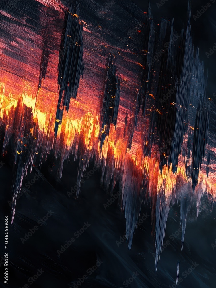 Poster abstract forex chart on dark background. crisis and collapse concept. 3d rendering