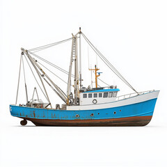 Naklejka premium Old Fishing Trawler Isolated on White Background