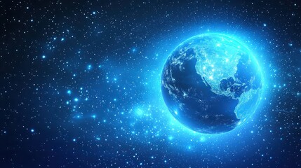 Fototapeta premium Blue globe on the digital technology background