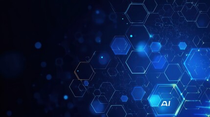 Obraz premium Digital Blue Background with AI Symbols.