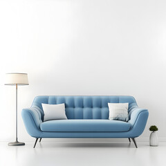 Modern Blue Sofa in Minimalist Living Room Interior Design
