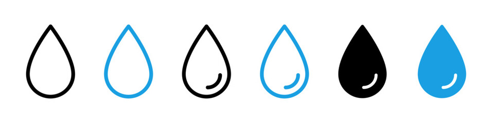 Water drop icon set. Water drops silhouette collection.Raindrop, oil symbol. Vector icons