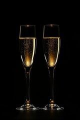 Golden Champagne Toast for New Year with Copy Space