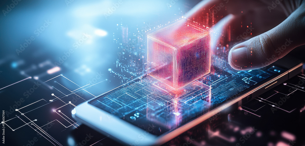 Poster digital transformation and iot concept with smartphone and global network