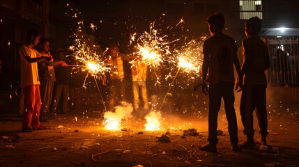 burning fire in the fireplace