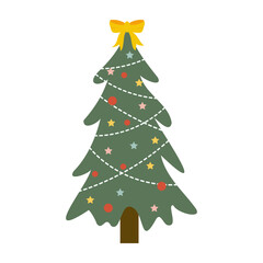 Festive Christmas Trees with Stars and Ornaments Decoration