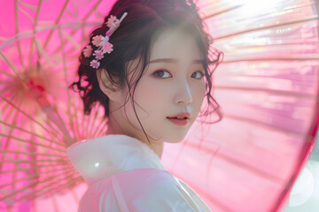 portrait of a girl with a fan