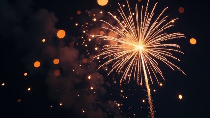 bright exploding fireworks on black background