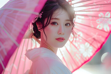 portrait of woman with umbrella