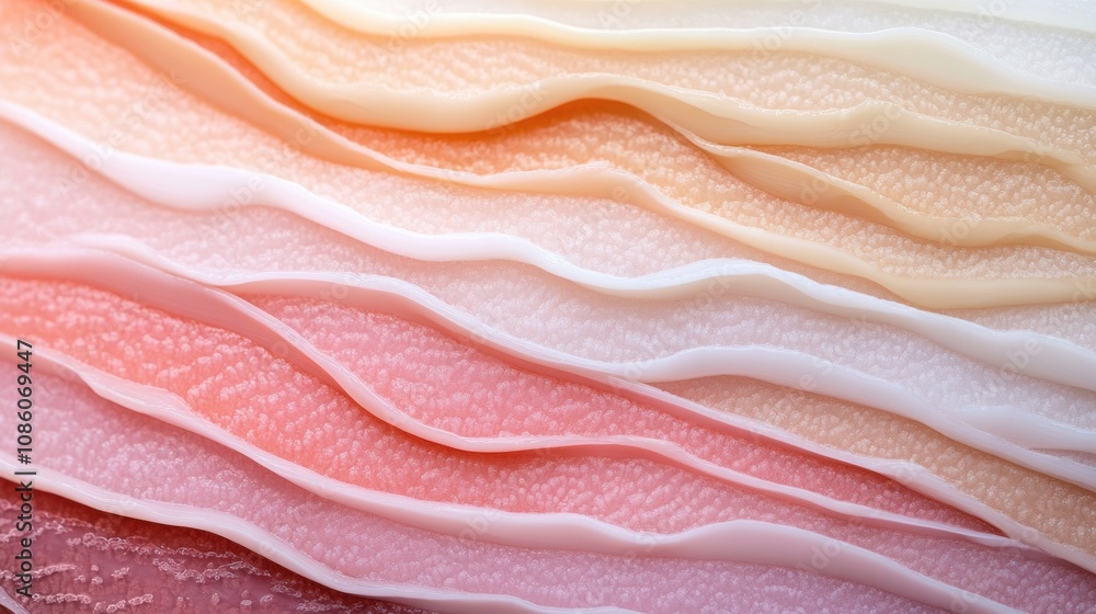 Poster soft pastel layers create a soothing abstract pattern with a textured surface, ai