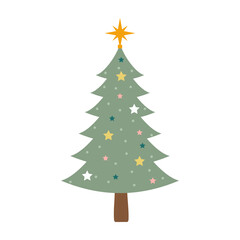Beautiful Christmas Tree Illustrations with Festive Decorations
