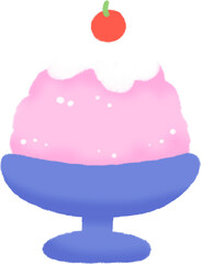 Bingsu ice with cherry hand drawing