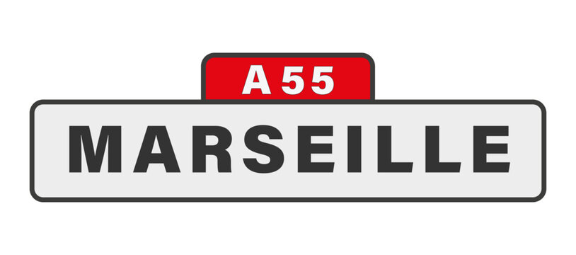 MARSEILLE, A55, panneau entr&eacute;e d'agglom&eacute;ration, (symbolique)