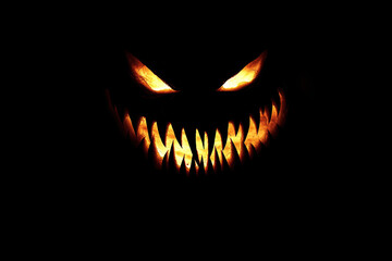 Glowing jack-o'-lantern with scary fangs