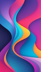 Neon glowing in dark background Dynamic wave abstract art in vibrant gold and colorful hues contemporary space digital artwork modern aesthetic