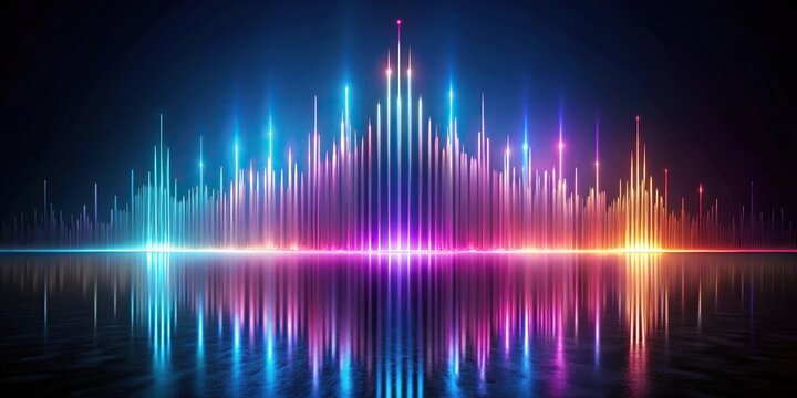 Conceptual art of volumetric soundscape visualized with light and color audiovisual synthesis Silhouette