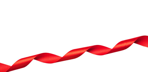 Red ribbon elegantly for festive occasions isolated on transparent background