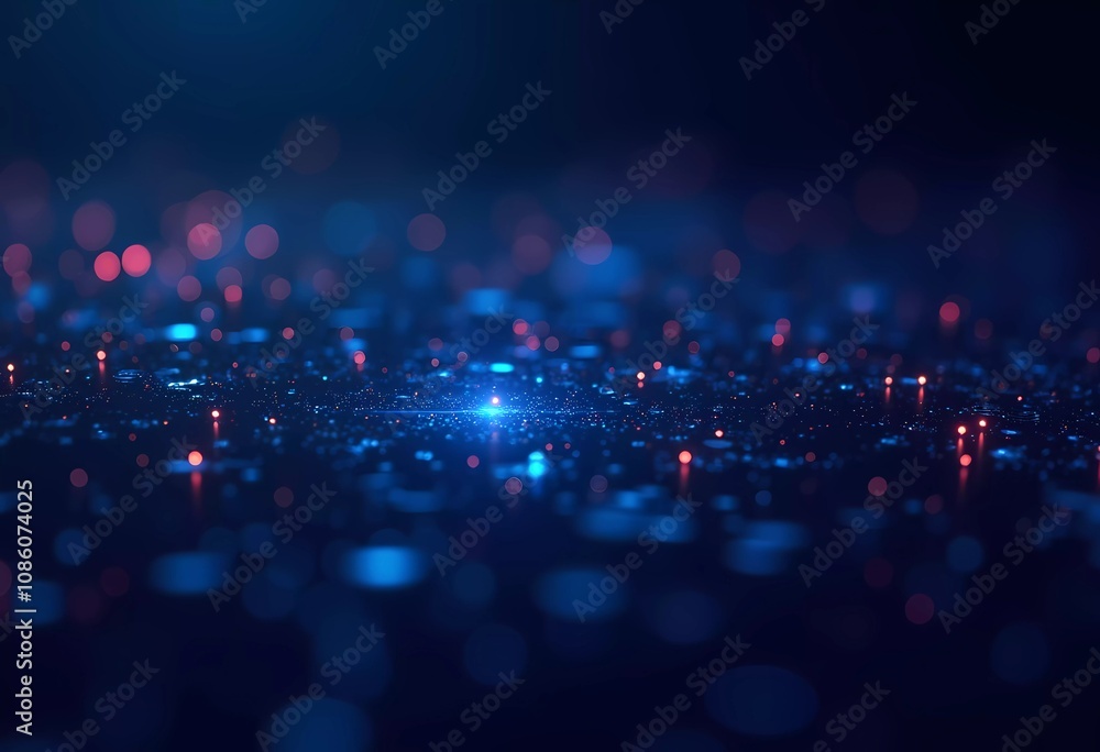 Poster a vibrant display of blue and red lights creates an abstract digital background that highlights tech