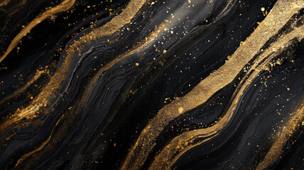 Luxurious Black and Gold Abstract Marble Texture 