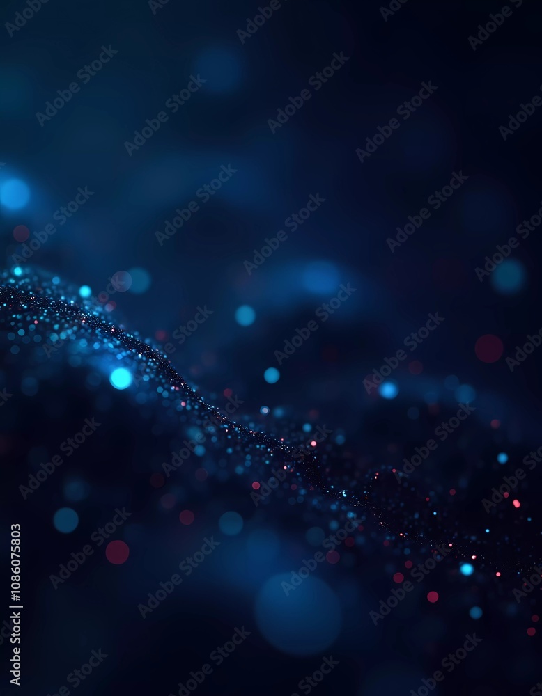 Poster colorful particles swirl together, creating a dynamic digital landscape. this abstract background re