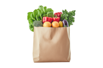 bag with groceries isolated on white