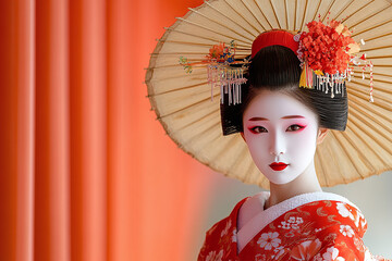An elegant maiko walking through historic kyoto alle.