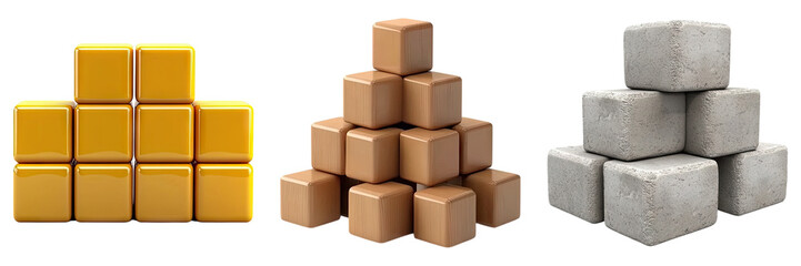 Obraz premium Building blocks isolated on transparent background, Set of